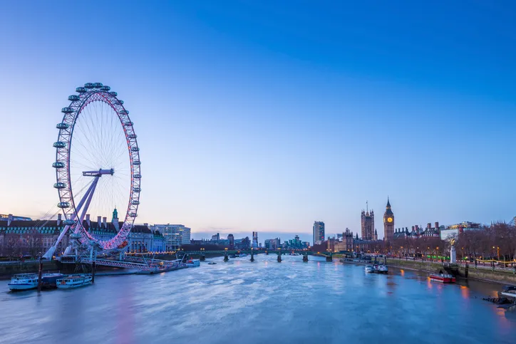 Noria London Eye junto al río Támesis con vistas panorámicas de Londres